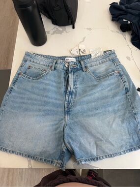 ZARA Light Blue High-Rise Denim Shorts
